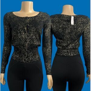 2B Bebe Long Sleeve Fleck Metallic Sweater – New With Tags black / gold Xsmall